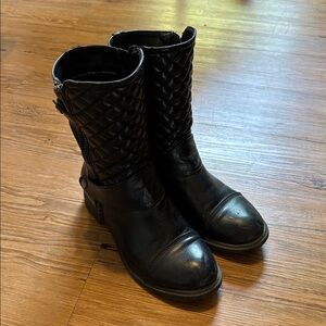 Black Quilted Leather Boots